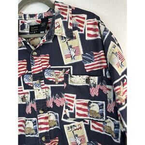 American Theme Fourth Of July Button Up XXL Cotton Traders Sport